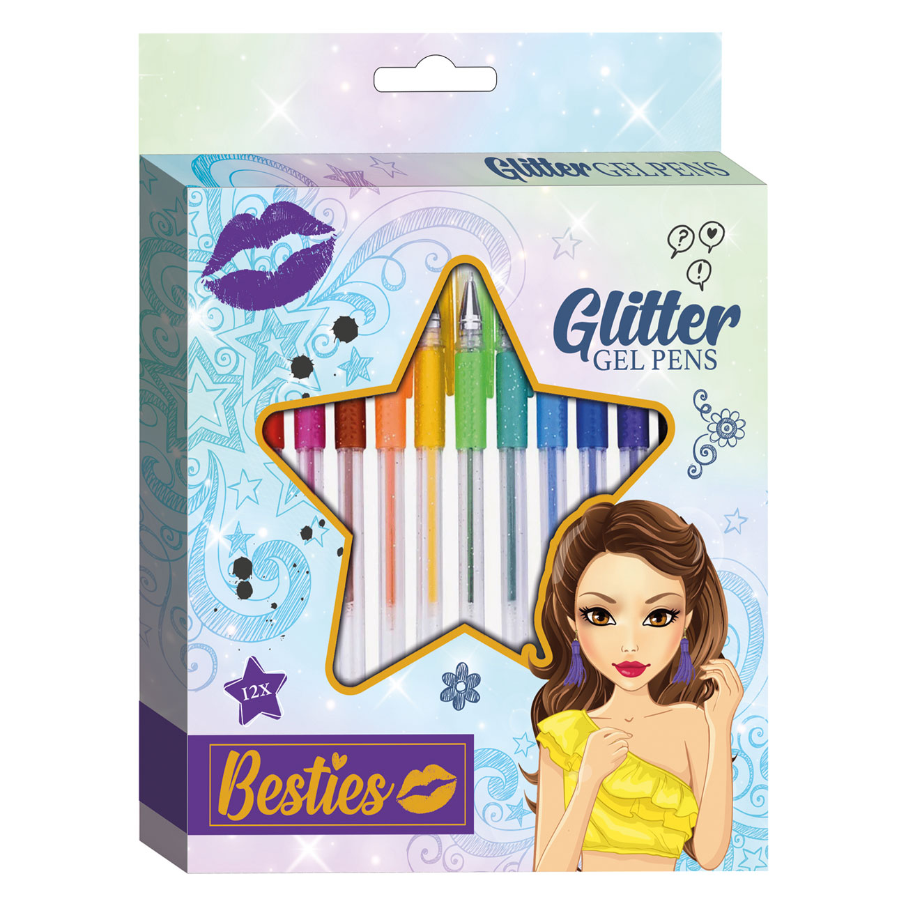 Besties set glitter gel pens